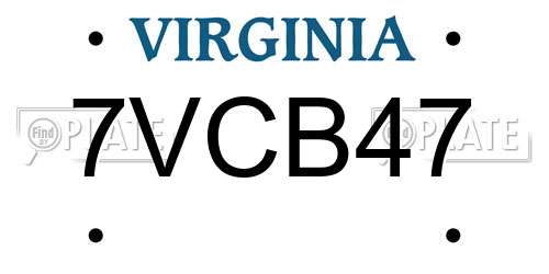 7VCB47 Virginia License Plate