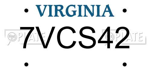 7VCS42 Virginia License Plate