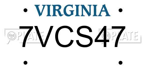 7VCS47 Virginia License Plate