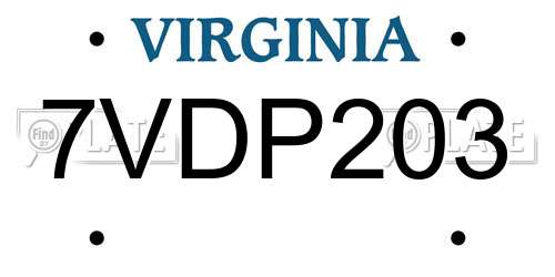 7VDP203 Virginia License Plate