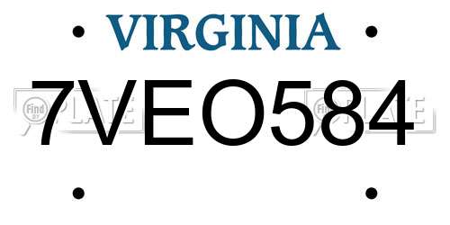 7VEO584 Virginia License Plate