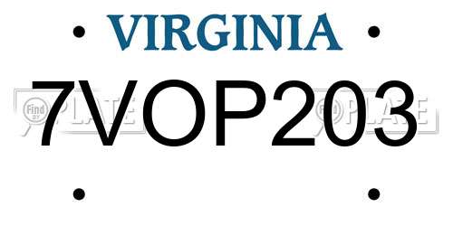 7VOP203 Virginia License Plate