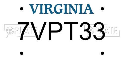7VPT33 Virginia License Plate