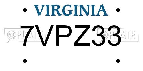 7VPZ33 Virginia License Plate