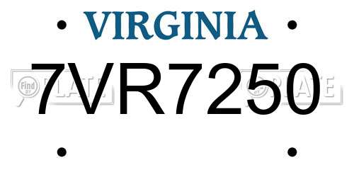 7VR7250 Virginia License Plate
