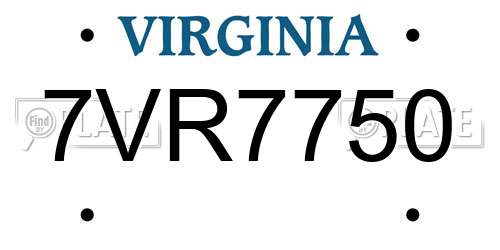 7VR7750 Virginia License Plate