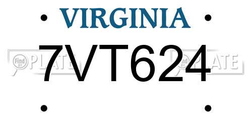 7VT624 Virginia License Plate