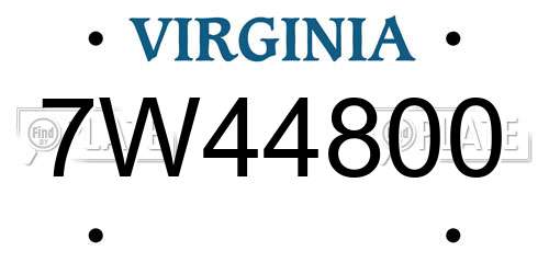 7W44800 Virginia License Plate