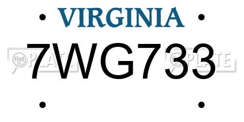 7WG733 Virginia License Plate