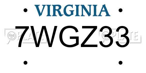 7WGZ33 Virginia License Plate