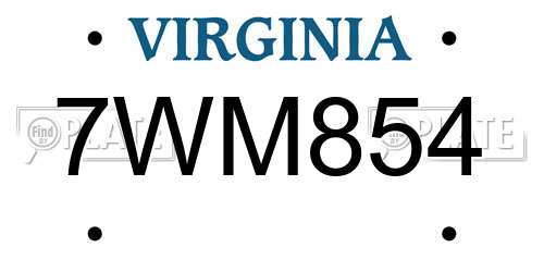 7WM854 Virginia License Plate