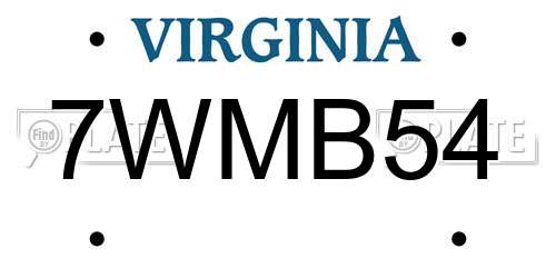 7WMB54 Virginia License Plate