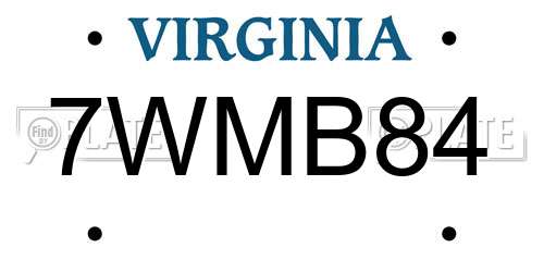 7WMB84 Virginia License Plate