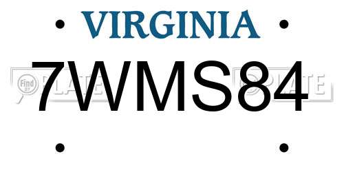 7WMS84 Virginia License Plate