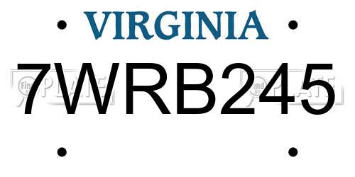 7WRB245 Virginia License Plate