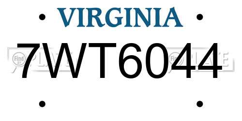 7WT6044 Virginia License Plate