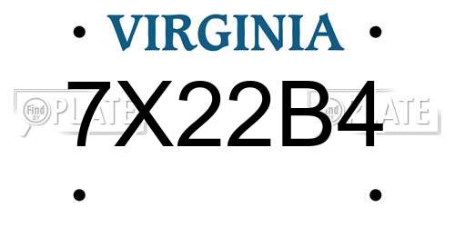 7X22B4 Virginia License Plate