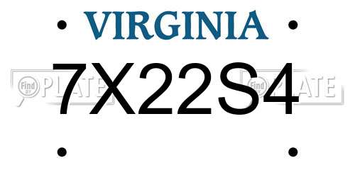 7X22S4 Virginia License Plate