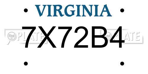 7X72B4 Virginia License Plate