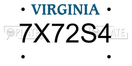 7X72S4 Virginia License Plate