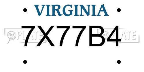 7X77B4 Virginia License Plate