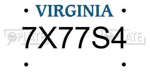 7X77S4 Virginia License Plate