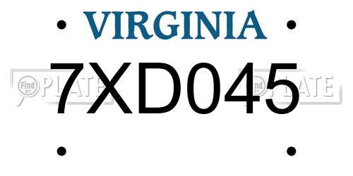 7XD045 Virginia License Plate