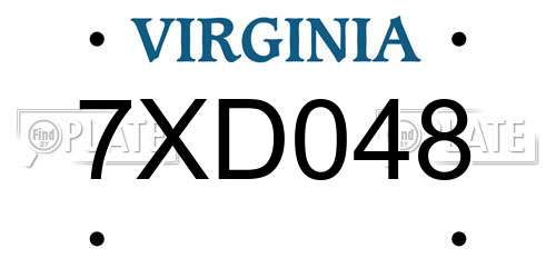 7XD048 Virginia License Plate