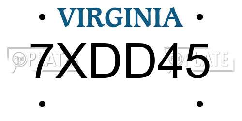 7XDD45 Virginia License Plate