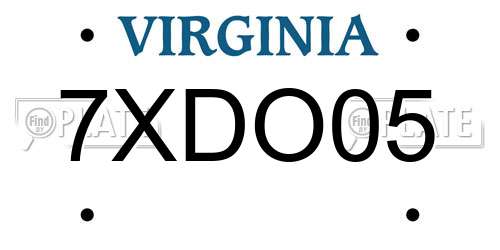 7XDO05 Virginia License Plate