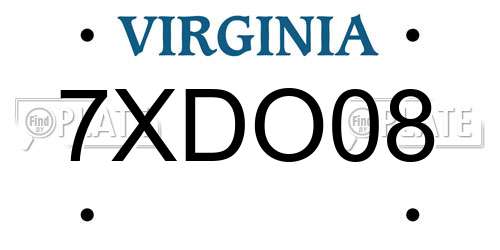 7XDO08 Virginia License Plate