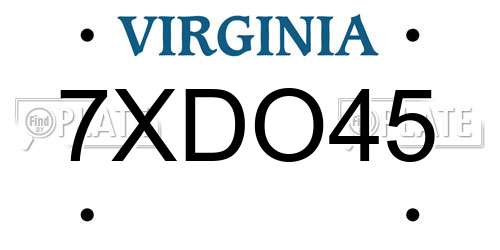 7XDO45 Virginia License Plate