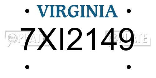 7XI2149 Virginia License Plate