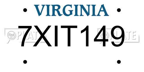 7XIT149 Virginia License Plate
