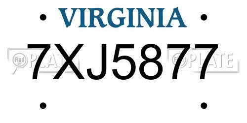 7XJ5877 Virginia License Plate