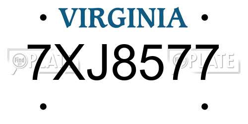 7XJ8577 Virginia License Plate