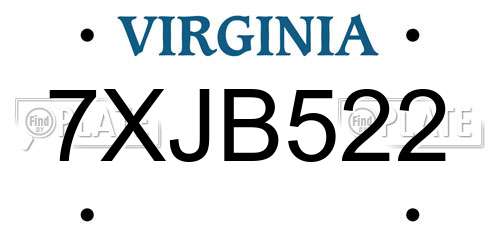 7XJB522 Virginia License Plate