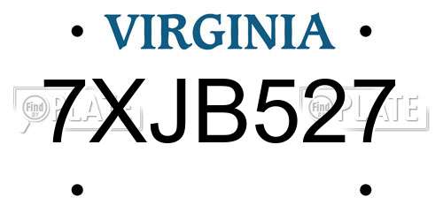 7XJB527 Virginia License Plate