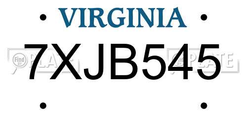 7XJB545 Virginia License Plate