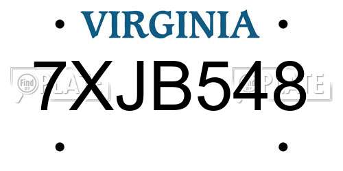 7XJB548 Virginia License Plate