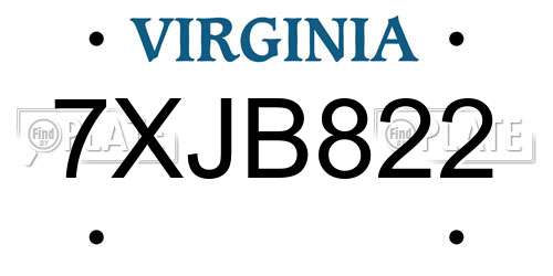 7XJB822 Virginia License Plate