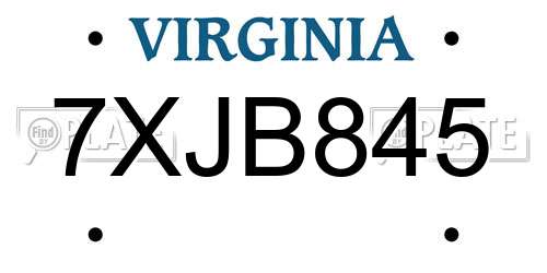7XJB845 Virginia License Plate