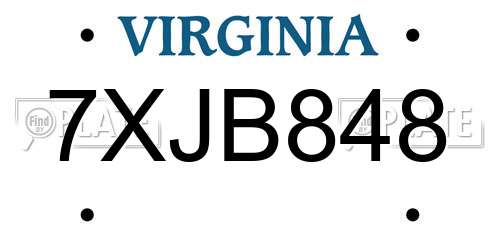7XJB848 Virginia License Plate