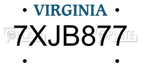 7XJB877 Virginia License Plate