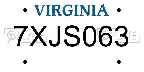 7XJS063 Virginia License Plate