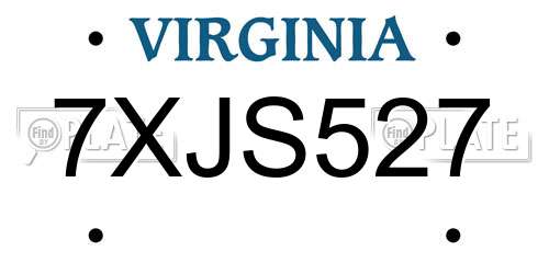 7XJS527 Virginia License Plate