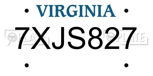 7XJS827 Virginia License Plate