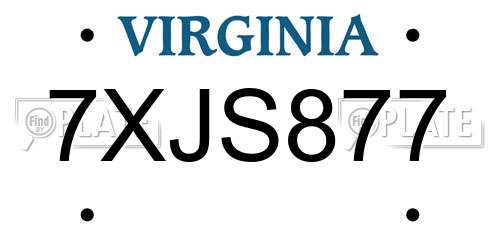 7XJS877 Virginia License Plate