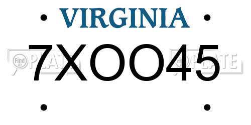 7XOO45 Virginia License Plate
