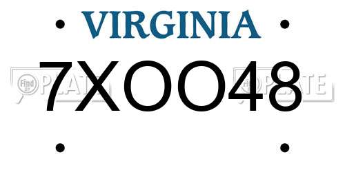 7XOO48 Virginia License Plate